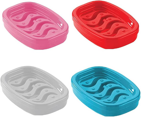 Grid Soap Dish – Assorted Colors | Modern, Durable & Stylish Bathroom Organizer | Non-Slip Drainage Tray for Bar Soap | Perfect for Showers, Sinks & Countertops