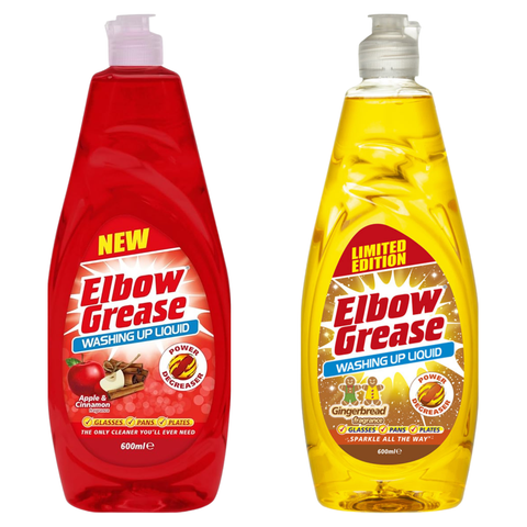 Elbow Grease Apple & Cinnamon Washing Up Liquid 600ml, Powerful Dishwashing Liquid, Tough Grease & Food Stain Remover, Fresh Long Lasting Autumn Fragrance, Kitchen Dish Soap for Plates, Pots & Pans