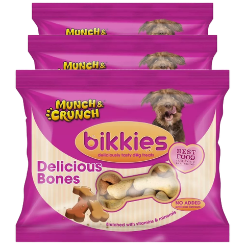 Munch & Crunch Bikkies Dilicious Bones For Dogs Enriched With Vitamins & Minerals No Added Artificial Flavours 350g X3
