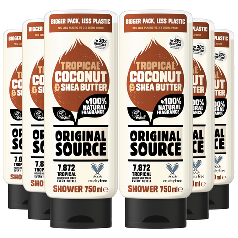 Original Source Coconut & Shea Butter Shower Gel 750ml X6
