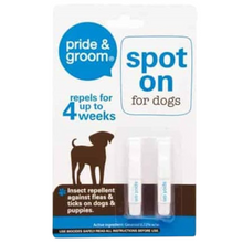 Pride & Groom Spot On Flea & Tick Treatment for Dogs & Puppies – Long-Lasting Insect Repellent Protects Up to 4 Weeks – Waterproof, Easy Application – Pack of 2 Doses