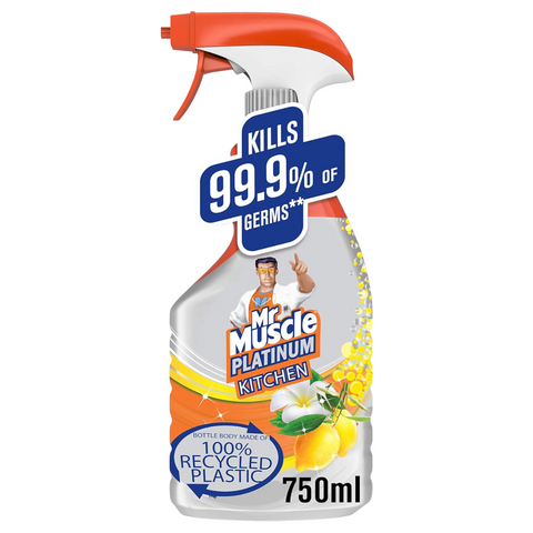 Mr Muscle Platinum Kitchen Degreaser 750ml | Citrus Scent | Powerful Grease & Grime Removal | Fast-Acting Formula | Ideal for Stoves, Ovens & Surfaces | Fresh Citrus Fragrance