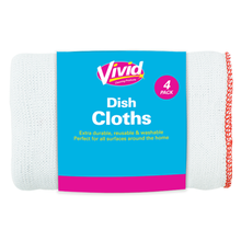 Vivid 4 Dish Cloths Set – 36cm x 26cm – Ultra-Absorbent, Quick-Dry, Reusable Kitchen Towels – Perfect for Washing Dishes, Cleaning & Drying – Durable & Eco-Friendly