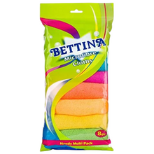Bettina Multicoloured 8 Microfibre Cloths – Ultra-Absorbent, Lint-Free Cleaning Cloths for Kitchen, Bathroom, Car & Glass – Reusable & Durable