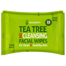 Escenti Tea Tree Facial Wipes – Oil Control, Acne-Fighting, Deep Pore Cleansing – Vegan & Alcohol-Free, 30 Wipes