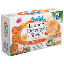 Swirl Non-Bio Tropical 20 Laundry Detergent Sheets | Eco-Friendly, Hypoallergenic, Biodegradable | Convenient Pre-Measured Sheets for Fresh & Clean Clothes | No Plastic Waste