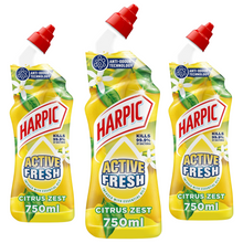 Harpic Active Fresh Cleaning Gel 750ml – Citrus Scent | Powerful Toilet Cleaner | Removes Stains & Limescale | Kills Germs | Fresh & Long-Lasting Fragrance
