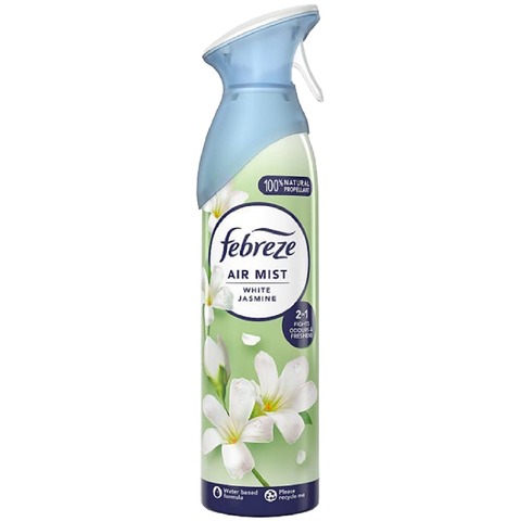 Febreze Air Mist Freshener – White Jasmine Scent | Eliminates Odors in Car, Home, Office, Bathroom & Any Room | Long-Lasting Fragrance | 185ml Scented Spray for Household & Indoor Spaces