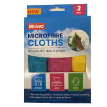 Bruno Microfiber Cleaning Cloths – 3-Pack Super Absorbent Reusable Towels for Kitchen, Glass, Cars & More | Lint-Free, Scratch-Free, Streak-Free Rags for Dust, Dirt & Grease Removal – Ideal for Home & Auto