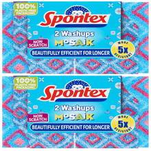 Spontex 2 Washups Mosaik Non-Scratch Sponge – Extra Strong & Durable Cleaning Pad for Kitchen, Tiles & Bathroom – Long-Lasting Scrub Sponge for Tough Stains