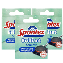 Spontex Brilliant Scourer – Non-Scratch Scouring Pad for Kitchen & Bathroom – Extra Durable, Long-Lasting Cleaning Sponge – Safe for Tiles, Pots, Pans – Heavy-Duty Scrub Pad for Tough Stains