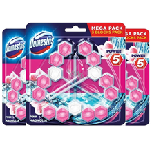 Domestos Power 5 Pink Magnolia Aroma Toilet Cleaner Rim Block – Long-Lasting Freshness, Fights Bad Odours & Limescale | Prevents Bacteria & Keeps Toilet Fresh for Weeks | Citrus Scented Toilet Cleaner