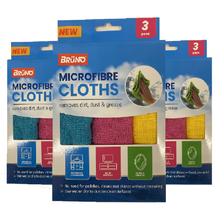 Bruno Microfiber Cleaning Cloths – 3-Pack Super Absorbent Reusable Towels for Kitchen, Glass, Cars & More | Lint-Free, Scratch-Free, Streak-Free Rags for Dust, Dirt & Grease Removal – Ideal for Home & Auto