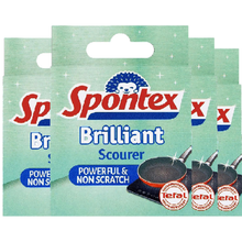 Spontex Brilliant Scourer – Non-Scratch Scouring Pad for Kitchen & Bathroom – Extra Durable, Long-Lasting Cleaning Sponge – Safe for Tiles, Pots, Pans – Heavy-Duty Scrub Pad for Tough Stains
