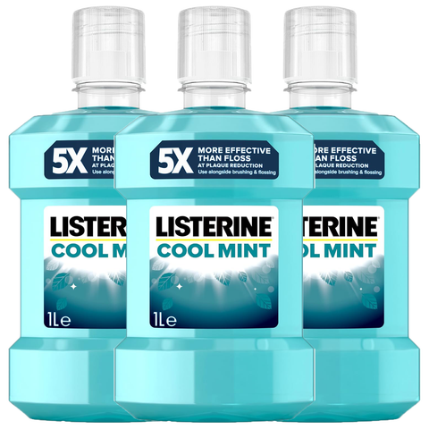 Listerine Cool Mint Antiseptic Mouthwash 1L – Fresh Breath, Kills 99.9% of Germs, Fights Plaque & Gingivitis, Alcohol-Based Oral Rinse for Daily Protection