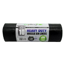 Ecobag 10 Heavy Duty 240L Wheelie Bin Liners – Eco-Friendly, Leak & Tear Resistant Recycling Bags – Super Strong for Kitchen, Garden, Office & Caterers – Black Waste Bags 240 Litre