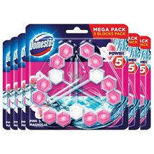 Domestos Power 5 Pink Magnolia Aroma Toilet Cleaner Rim Block – Long-Lasting Freshness, Fights Bad Odours & Limescale | Prevents Bacteria & Keeps Toilet Fresh for Weeks | Citrus Scented Toilet Cleaner
