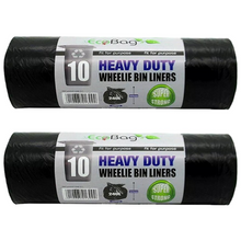 Ecobag 10 Heavy Duty 240L Wheelie Bin Liners – Eco-Friendly, Leak & Tear Resistant Recycling Bags – Super Strong for Kitchen, Garden, Office & Caterers – Black Waste Bags 240 Litre
