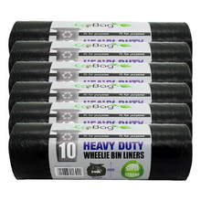 Ecobag 10 Heavy Duty 240L Wheelie Bin Liners – Eco-Friendly, Leak & Tear Resistant Recycling Bags – Super Strong for Kitchen, Garden, Office & Caterers – Black Waste Bags 240 Litre