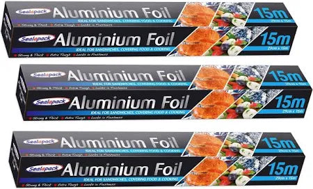 Sealapack Aluminium Foil Silver Premium Heavy Duty Ready To Use Versatile Durable and Food Safe For Kitchen Catering Cooking 290mm x 15m X2

