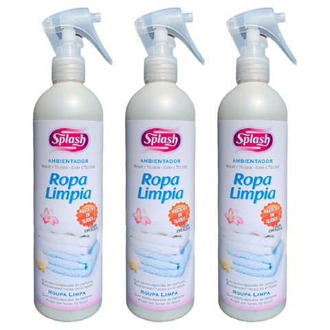 Splash Ropa Limpia Scented Home Household Fabric Clothes Freshener Long Lasting Odour Eliminator Spray Fragrance Scent Aroma Spray 400ml X3
