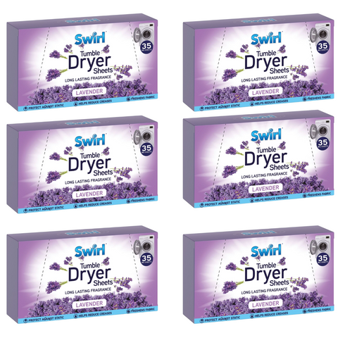 Swirl Lavender Tumble 35 Dryer Sheets X6
