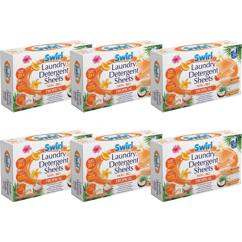 Swirl Non-Bio Tropical 20 Laundry Detergent Sheets X6
