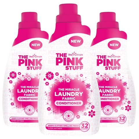 The Pink Stuff Fabric Clothes Conditioner Ultimate Softness Freshness Long-Lasting Fragrance Gentle on Fabrics Ideal for All Laundry Loads Perfect for Sensitive Skin Everyday Use Fabric Softener 960ml 32 Washes X3
