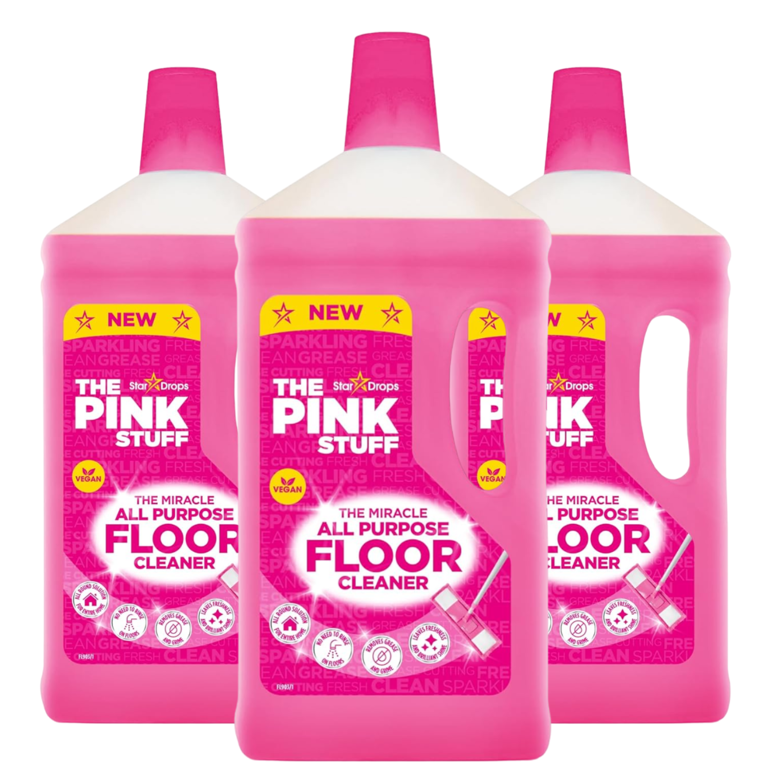 The Pink Stuff Miracle All Purpose Floor Cleaner Powerful Multi-Surface Floor Cleaner for Stubborn Dirt Stains Long-Lasting Fresh Scent Safe for All Floors Easy Effective Cleaning 1000ml X3
