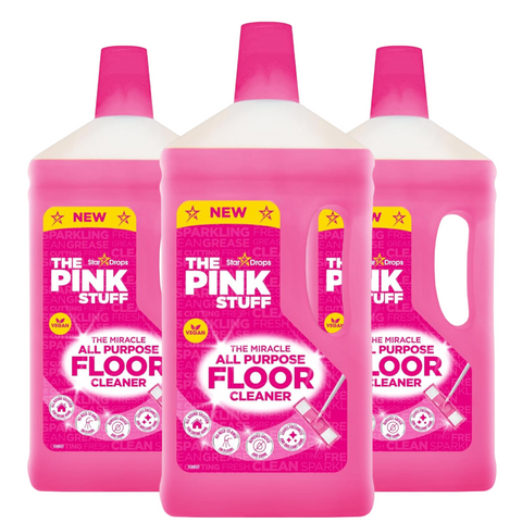 The Pink Stuff Miracle All Purpose Floor Cleaner Powerful Multi-Surface Floor Cleaner for Stubborn Dirt Stains Long-Lasting Fresh Scent Safe for All Floors Easy Effective Cleaning 1000ml X3
