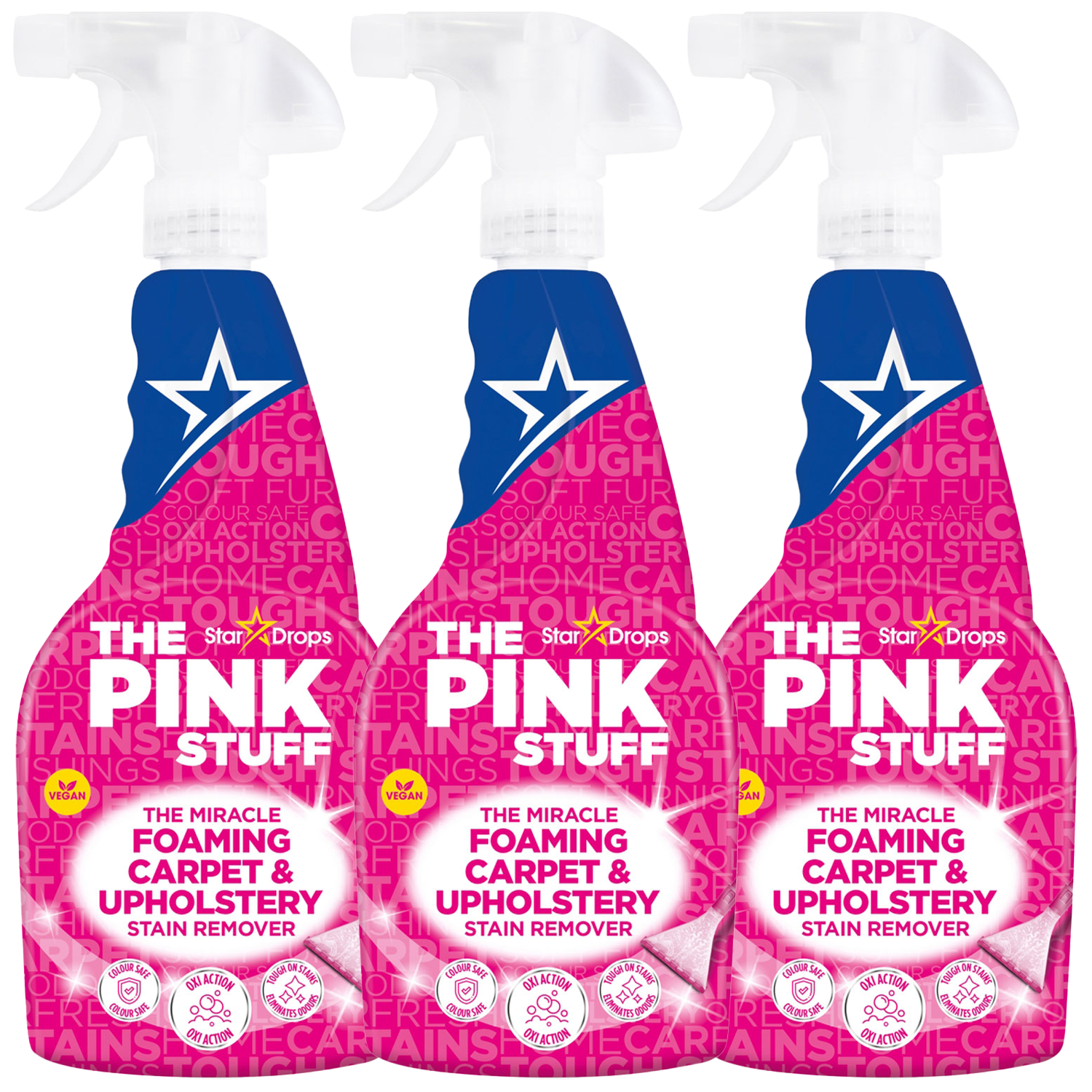 The Pink Stuff Ultimate Carpet Upholstery Cleaner for Stains Odors Eco-Friendly Formula Safe for All Fabrics Fast-Acting Stain Remover Deep Clean 500ml X3
