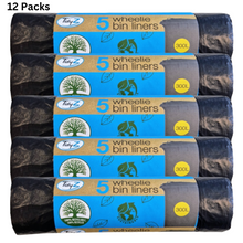 Tidyz Wheely Bin Liners Bags Heavy Duty Tear Resistant  Premium Design Leak Proof Recycling Bags For Garden Kitchen House Office & Caterers Capacity Of 300L Roll of 5 X12
