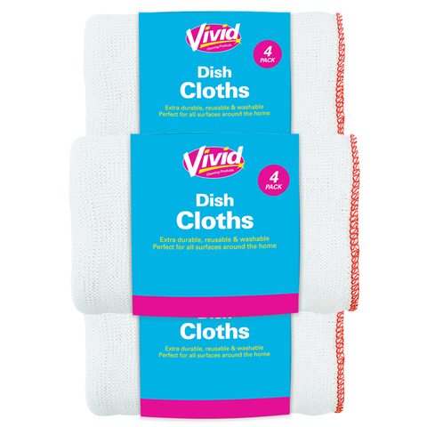 Vivid 4 Dish Cloths 36cm X 26cm X3
