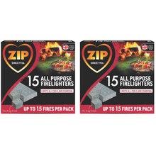 Zip Natural Wood High Performance Fire Lighters Powerful & Reliable Long Burning Fire Starter for Open Fires Eco Fire Logs Cube for BBQs Stoves & Burners X2
