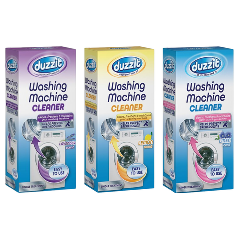 Duzzit Washing Machine Cleaner Bundle Gift Set 3 x 250ml, Lavender, Lemon & Linen, Washing Machine Descaler, Limescale & Odour Remover, Deep Drum Cleaner, Appliance Care Solution