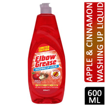 Elbow Grease Apple & Cinnamon Washing Up Liquid 600ml, Powerful Dishwashing Liquid, Tough Grease & Food Stain Remover, Fresh Long Lasting Autumn Fragrance, Kitchen Dish Soap for Plates, Pots & Pans