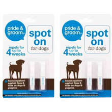 Pride & Groom Spot On Flea & Tick Treatment for Dogs & Puppies – Long-Lasting Insect Repellent Protects Up to 4 Weeks – Waterproof, Easy Application – Pack of 2 Doses