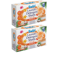 Swirl Non-Bio Tropical 20 Laundry Detergent Sheets | Eco-Friendly, Hypoallergenic, Biodegradable | Convenient Pre-Measured Sheets for Fresh & Clean Clothes | No Plastic Waste