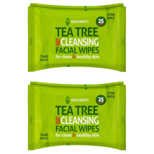 Escenti Tea Tree Facial Wipes – Oil Control, Acne-Fighting, Deep Pore Cleansing – Vegan & Alcohol-Free, 30 Wipes