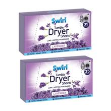Swirl Lavender Tumble 35 Dryer Sheets | Ultra-Soft, Long-Lasting Fabric Softener Sheets | Fresh Lavender Scent | Static & Wrinkle Reduction | Eco-Friendly, Hypoallergenic | 35-Count Pack