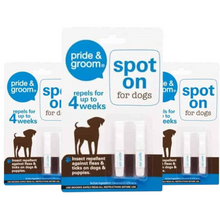 Pride & Groom Spot On Flea & Tick Treatment for Dogs & Puppies – Long-Lasting Insect Repellent Protects Up to 4 Weeks – Waterproof, Easy Application – Pack of 2 Doses