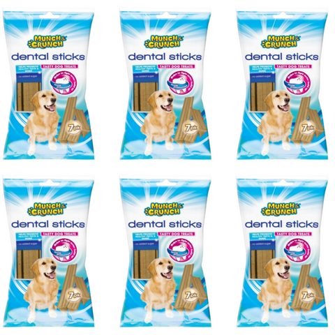 Munch & Crunch Dental Sticks Dog Treats – Tasty Chew for Healthy Teeth & Gums, Teeth Protection, No Added Sugar, Natural Ingredients, 7 Pack Great for Small & Medium Dogs