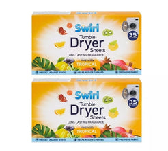 Swirl Tropical Tumble 35 Dryer Sheets – Long-Lasting Fabric Softener, Static Control & Fresh Scent – 35-Count Eco-Friendly Sheets for Laundry – Hypoallergenic, Soft & Fragrant