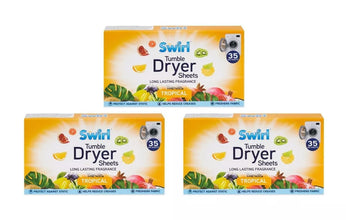 Swirl Tropical Tumble 35 Dryer Sheets – Long-Lasting Fabric Softener, Static Control & Fresh Scent – 35-Count Eco-Friendly Sheets for Laundry – Hypoallergenic, Soft & Fragrant